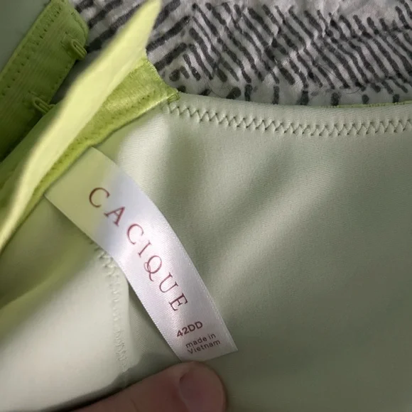 Cacique Light Green Leaf Pattern Bra - Picture 4 of 6